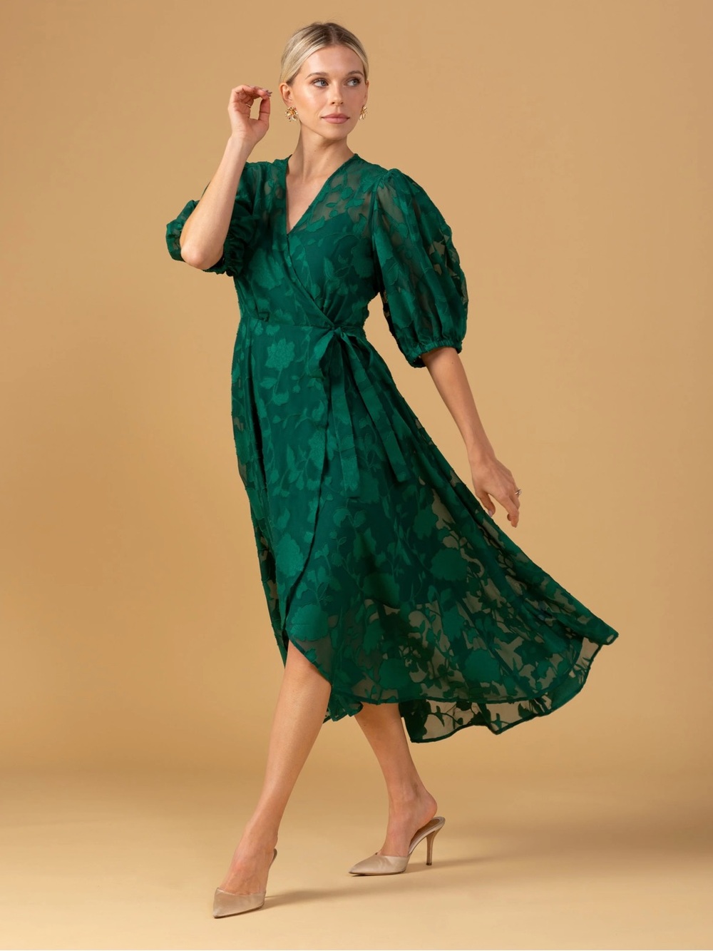 Abbey Glass Wrap Midi Dress